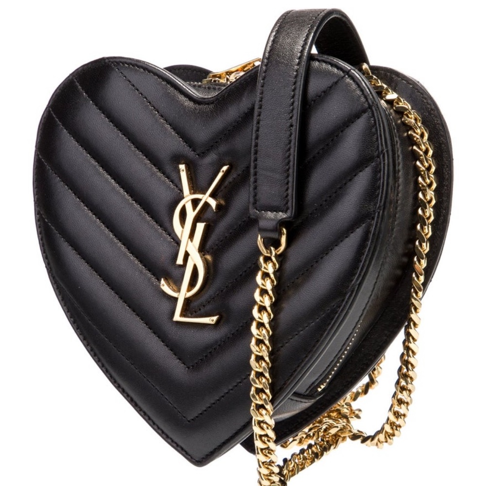 RARE Yves Saint Laurent YSL Love heart Chevron quilted leather crossbody bag - Picture 5 of 8